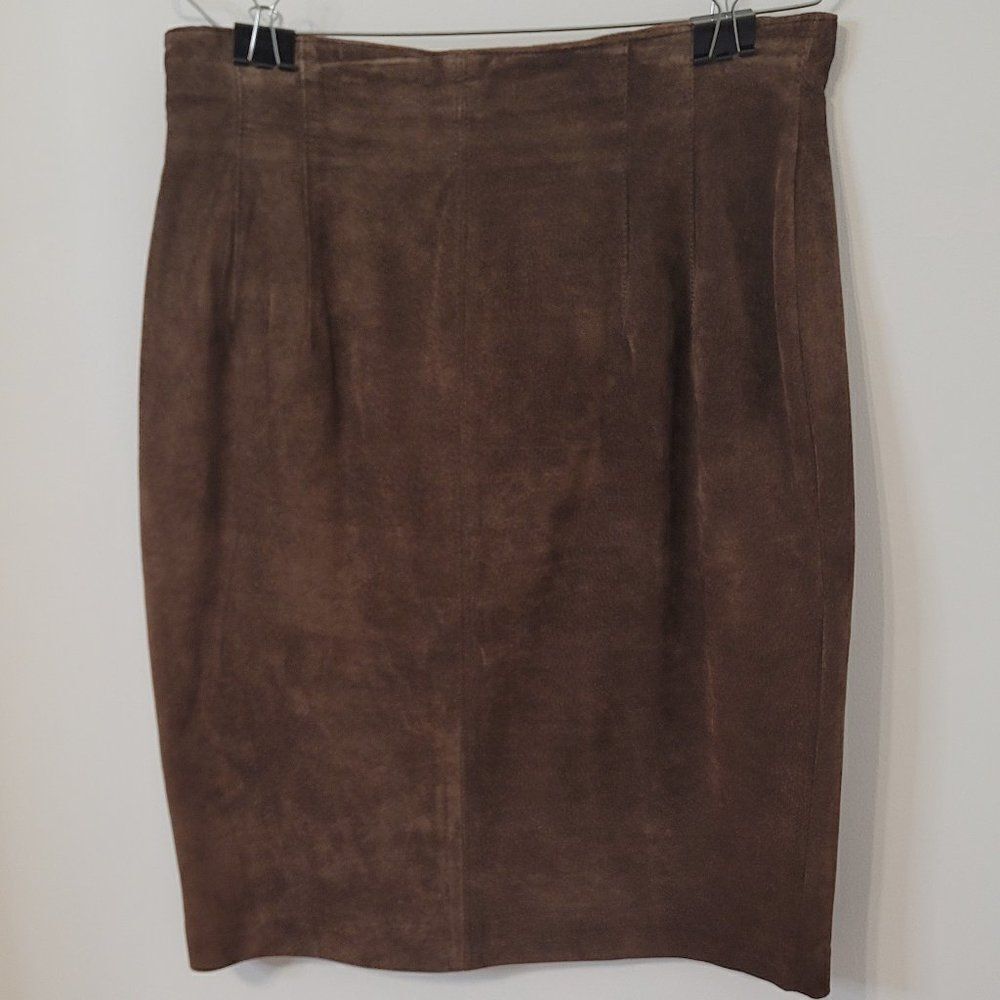 Evan Davies Brown Leather Skirt